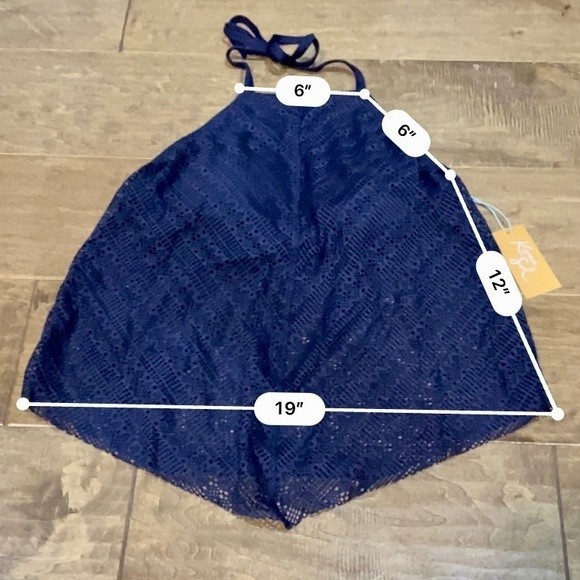 Kona Sol Women’s Eyelet Halter Tankini Swim Top Oxford Blue NWT - Picture 7 of 8